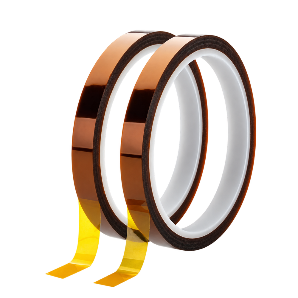 Narrow polyimide tape rolls with film unwound to show the construction