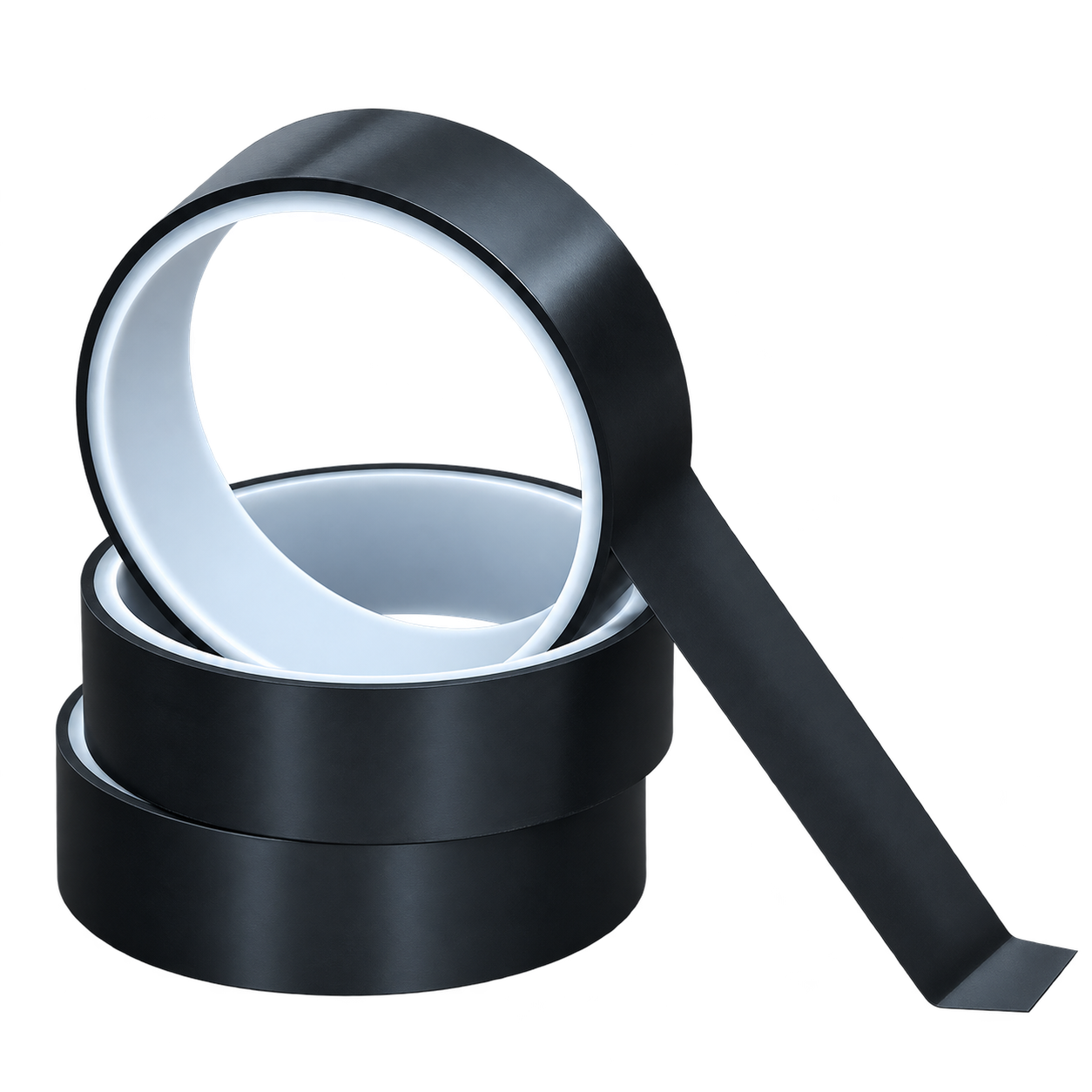 Matte black polyimide tape with an unwound strip